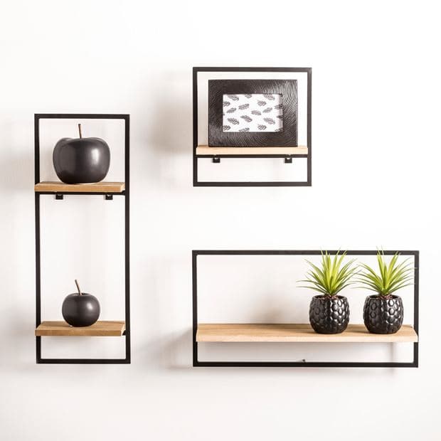 MIX & MATCH Wall organizer black, natural H 25 x W 25 x D 15 cm - best price from Maltashopper.com CS620802