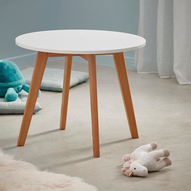 MATHIAS Table for children white, natural H 49 cm - Ø 60 cm