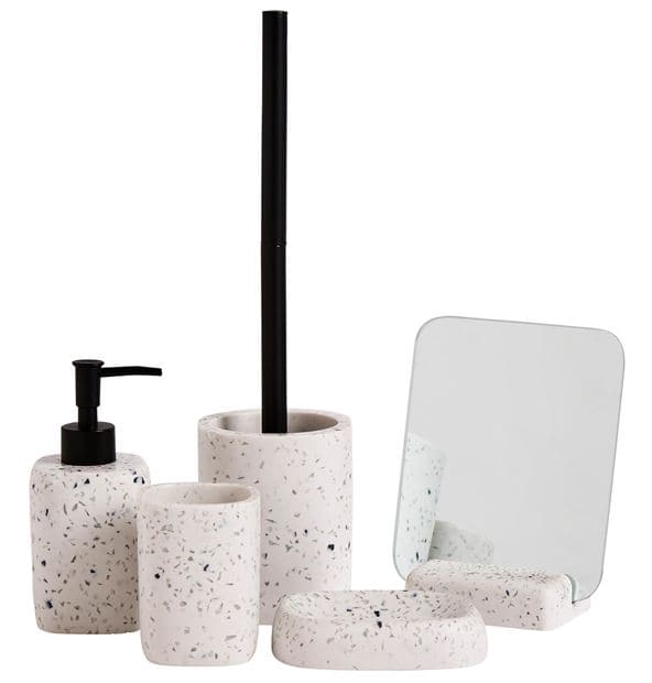 TERRAZZO White toothbrush holder H 9 x W 7 x D 7 cm - best price from Maltashopper.com CS602903