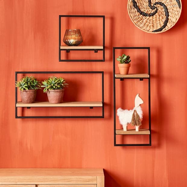 MIX & MATCH Wall organizer black, natural H 25 x W 25 x D 15 cm - best price from Maltashopper.com CS620802