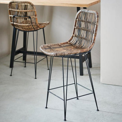 SUMATRA Bar chair black, natural H 106 x W 44 x D 58 cm - Premium Bar chairs from Casa - Just €214.99! Shop now at Maltashopper.com