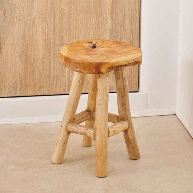 TEAK Natural stool H 42 cm - Ø 30 cm - best price from Maltashopper.com CS612654