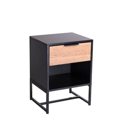TRENTON Chest of drawers black, natural H 55.5 x W 40 x D 34 cm - Premium Chests of drawers from Casa - Just €59.99! Shop now at Maltashopper.com