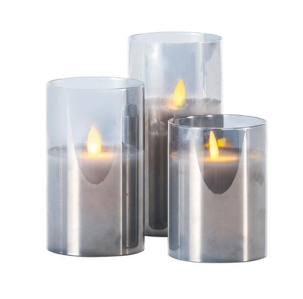 ION Led candles set of 3 grayØ 7.5 cm - best price from Maltashopper.com CS619850