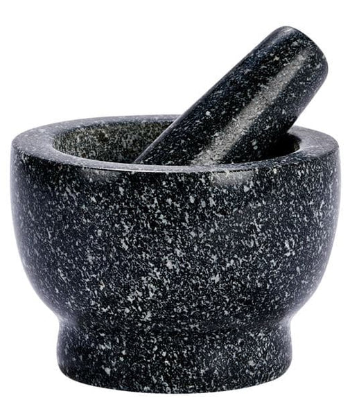 BLACK STONE MORTAR WITH PESTLE