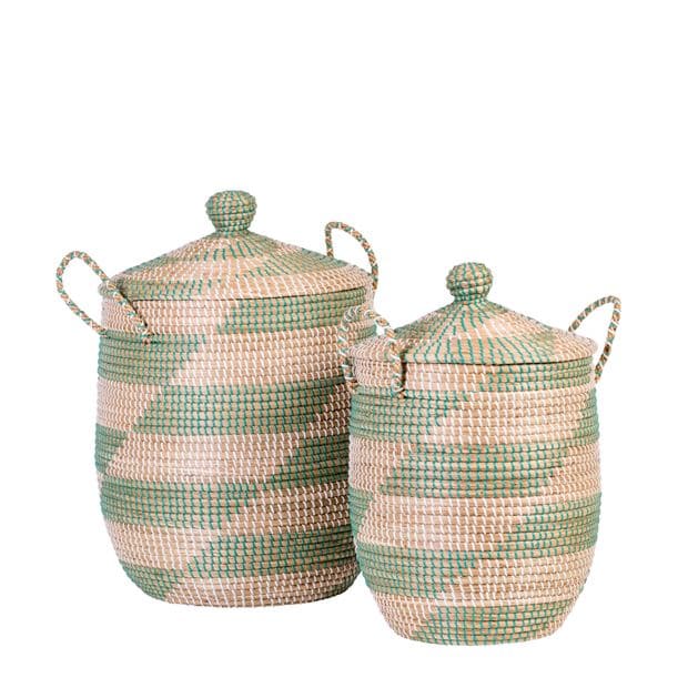 COBRA Deluxe white, green, natural basket H 70 cm - Ø 45 cm - best price from Maltashopper.com CS648123