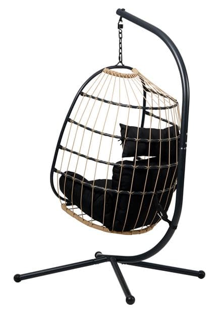 BAZAI Hanging chair with black support stand H 190 x W 110 x D 96 cm