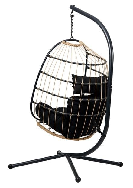 Casa BAZAI Hanging chair with black support stand H 190 x W 110 x D 96 cm