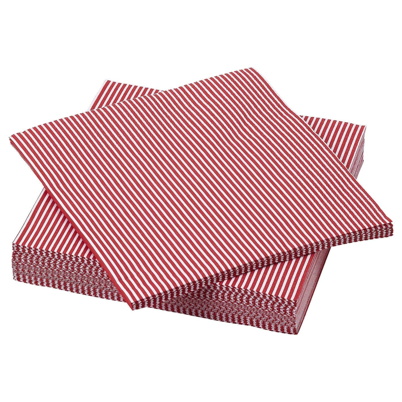 Ikea VINTER 2021 Paper napkin - red/white striped pattern 33x33 cm ,