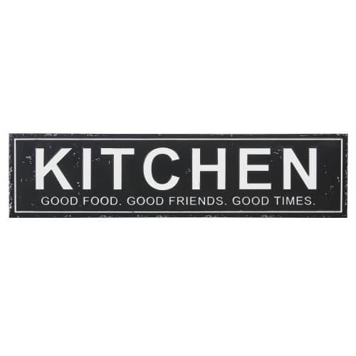 Maisons du Monde KITCHEN BLACK - Wall decoration in black and white metal 104x27 - best price from Maltashopper.com M210488