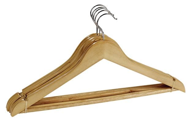 NEW WOOD Hangers set of 5 natural H 23 x W 44.5 x D 1.2 cm - best price from Maltashopper.com CS557494