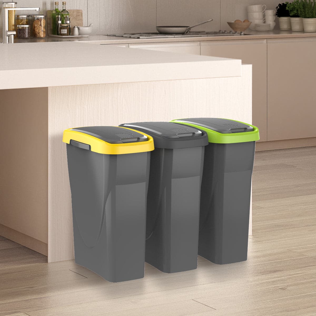 DUSTBIN ECOSWING 40LT SILVER