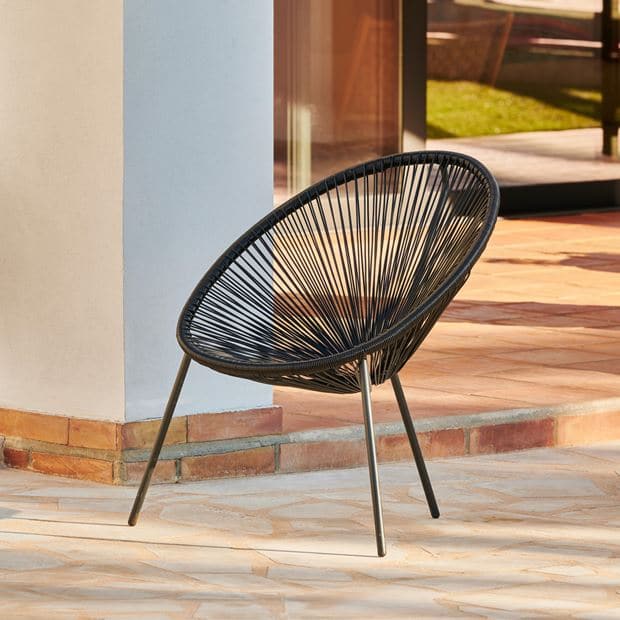 ACAPULCO Black lounge chair H 82 x W 75 x D 69 cm