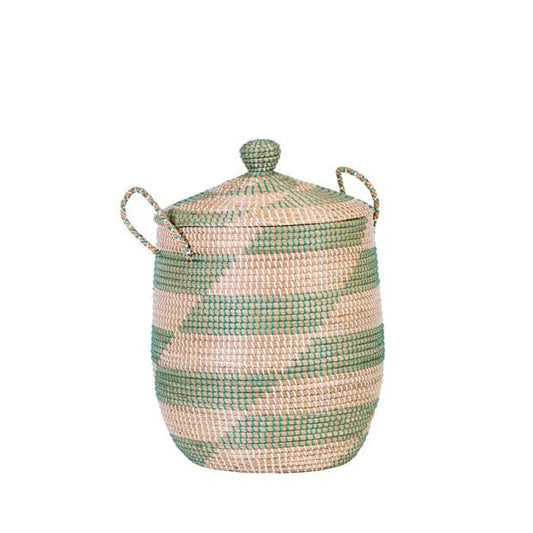 COBRA Deluxe white, green, natural basket H 70 cm - Ø 45 cm - best price from Maltashopper.com CS648123