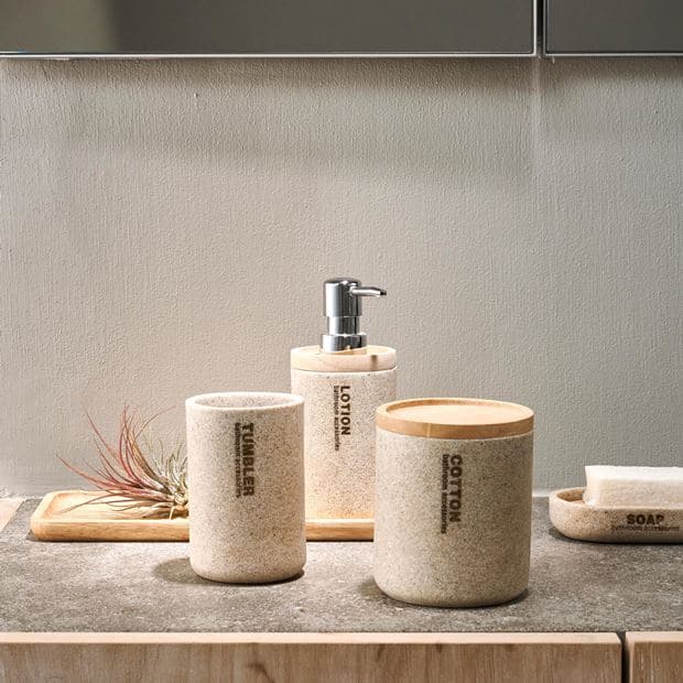 NEW RESIN Natural soap dispenser H 17.2 cm - Ø 8 cm