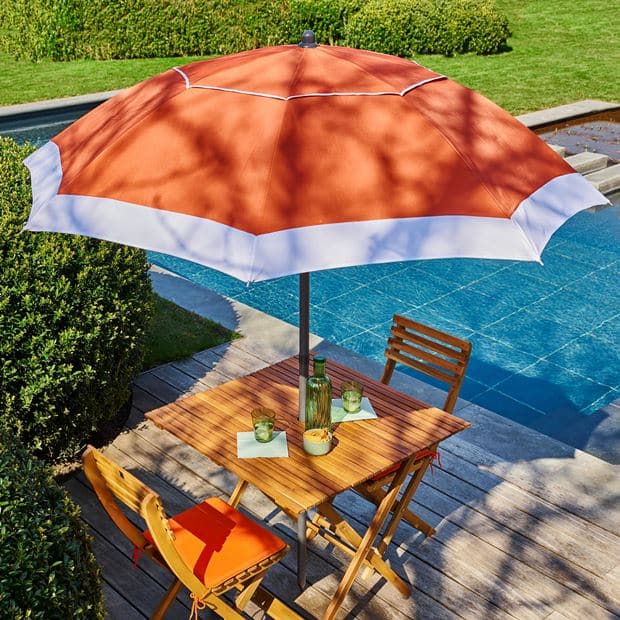 YORK Coral red umbrella without base H 200 cm - Ø 178 cm