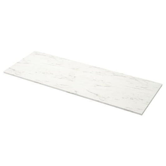 Ikea EKBACKEN - Worktop, white marble effect/laminate, 186x2.8 cm