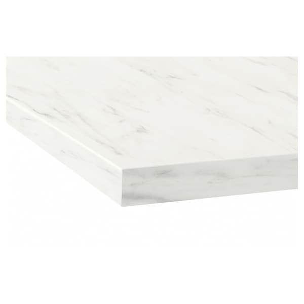 Ikea EKBACKEN - Worktop, white marble effect/laminate, 246x2.8 cm