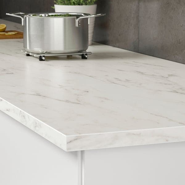 EKBACKEN - Worktop, white marble effect/laminate, 186x2.8 cm - Premium Countertops from Ikea - Just €58.99! Shop now at Maltashopper.com