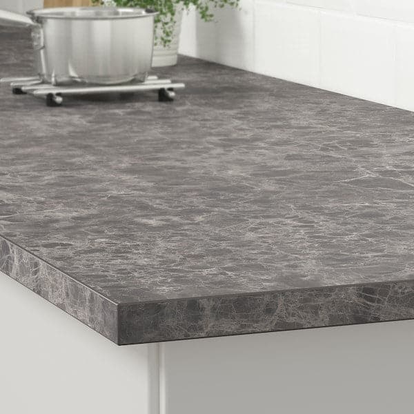 Ikea EKBACKEN - Worktop, dark grey marble effect/laminate, 246x2.8 cm