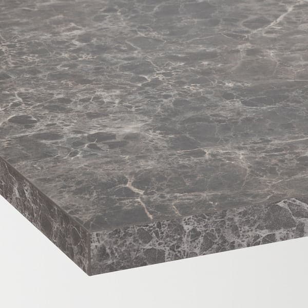 Ikea EKBACKEN - Worktop, dark grey marble effect/laminate, 246x2.8 cm