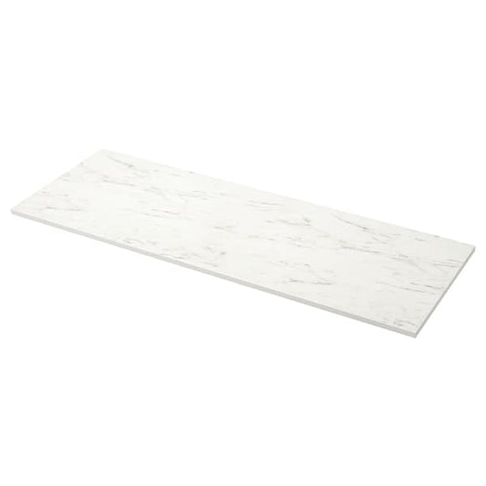 Ikea EKBACKEN - Custom made worktop, white marble effect/laminate, 45.1-63.5x2.8 cm