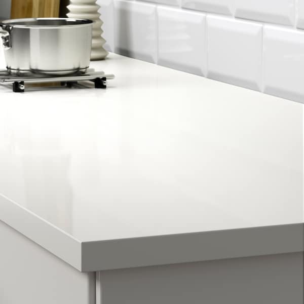 Ikea EKBACKEN - Custom made worktop, white high-gloss/laminate, 63.6-125x2.8 cm