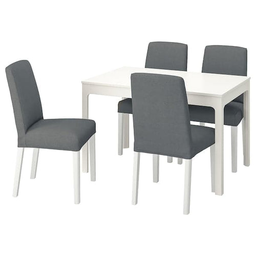 EKEDALEN / BERGMUND table and 4 chairs, white/Nykvarn grey/white