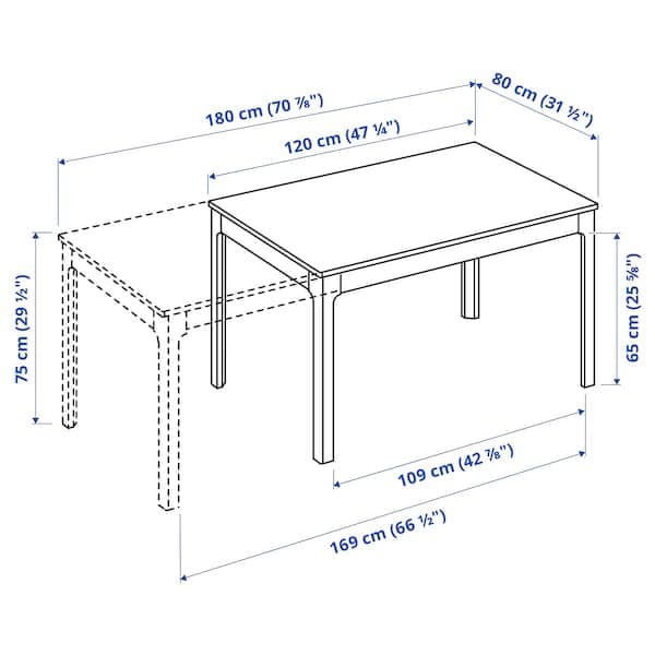 Ikea EKEDALEN / BERGMUND - Table and 4 chairs, 120/180 cm