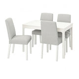 EKEDALEN / BERGMUND table and 4 chairs, white/Orrsta light grey/white, 120/180 cm