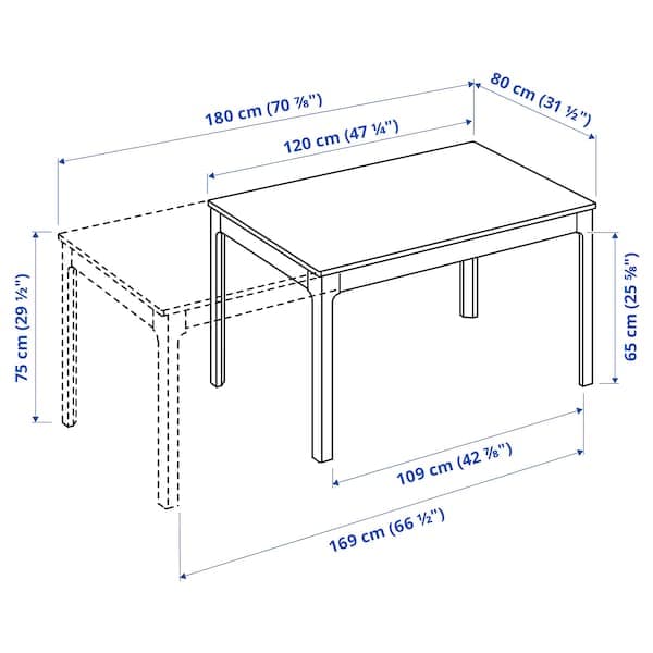 EKEDALEN / BERGMUND - Table and 4 chairs, 120/180 cm - best price from Maltashopper.com 79408478