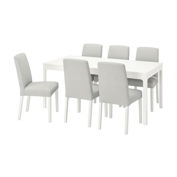 EKEDALEN / BERGMUND Table and 6 chairs - white/Orrsta light grey/white 180/240 cm , 180/240 cm - best price from Maltashopper.com 89408232