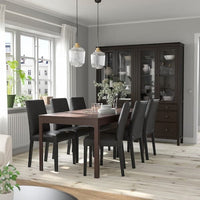 EKEDALEN / BERGMUND Table and 6 chairs - dark brown/Glose black 180/240 cm , 180/240 cm - best price from Maltashopper.com 29408310