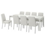 EKEDALEN / BERGMUND table and 8 chairs, white white/Orrsta light grey, 180/240 cm