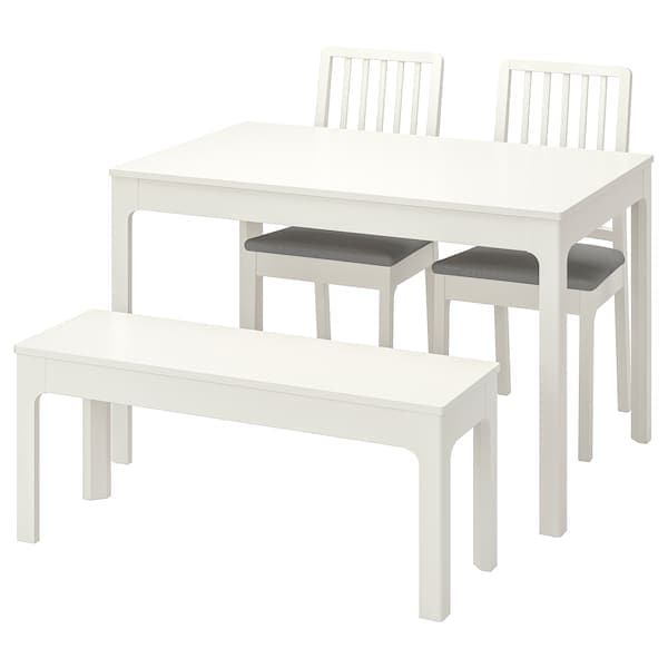 EKEDALEN / EKEDALEN Table with 2 chairs and bench - white/Light grey orrsta 120/180 cm , 120/180 cm - best price from Maltashopper.com 99221347