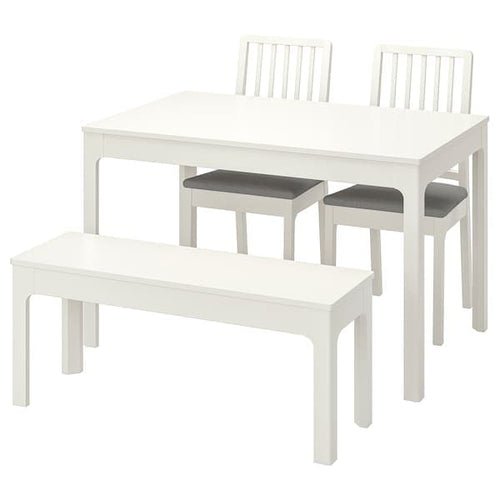 EKEDALEN / EKEDALEN Table with 2 chairs and bench - white/Light grey orrsta 120/180 cm , 120/180 cm
