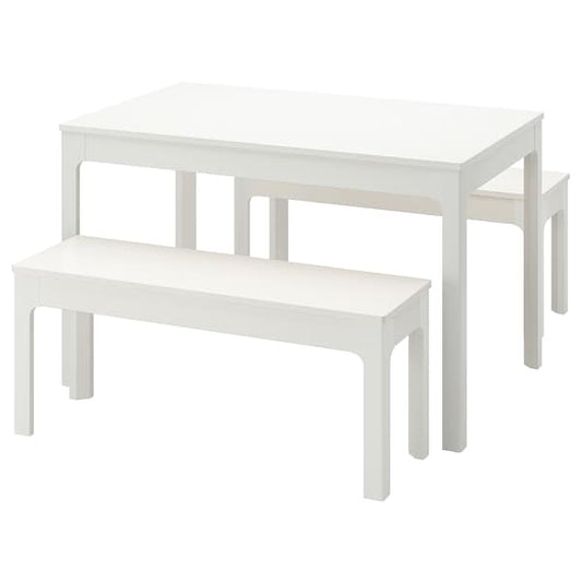 EKEDALEN / EKEDALEN - Table and 2 benches, white/white, 120/180 cm - best price from Maltashopper.com 29482734