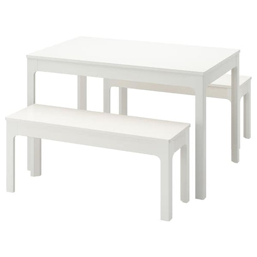 EKEDALEN / EKEDALEN - Table and 2 benches, white/white, 120/180 cm