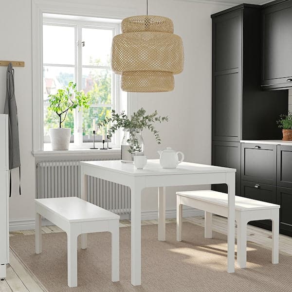 EKEDALEN EKEDALEN Table and benches, white/white, 120/180 cm