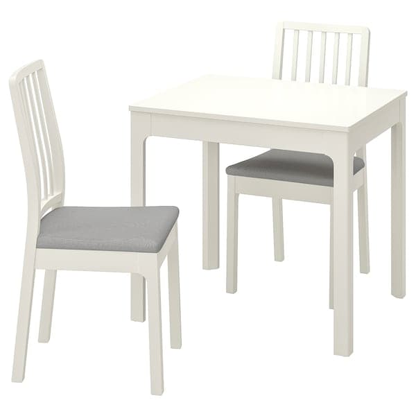 EKEDALEN Table and 2 chairs - white/Light grey orrsta 80/120 cm , 80/120 cm