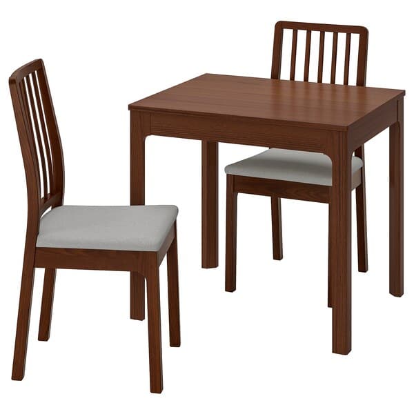 EKEDALEN / EKEDALEN - Table and 2 chairs, brown/light grey, 80/120 cm