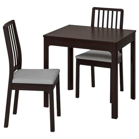 Ikea EKEDALEN Table and 2 chairs - dark brown/Light grey orrsta 80/120 cm , 80/120 cm