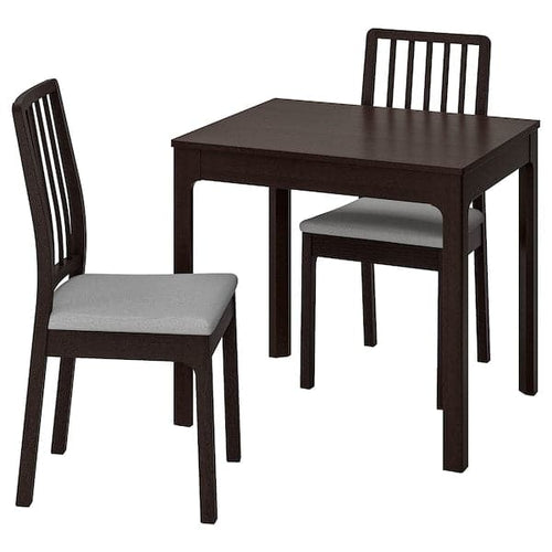 EKEDALEN Table and 2 chairs - dark brown/Light grey orrsta 80/120 cm , 80/120 cm