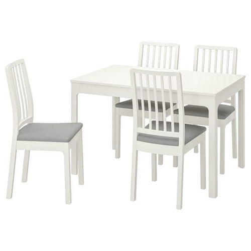 EKEDALEN Table and 4 chairs - white/Light grey orrsta 120/180 cm , 120/180 cm