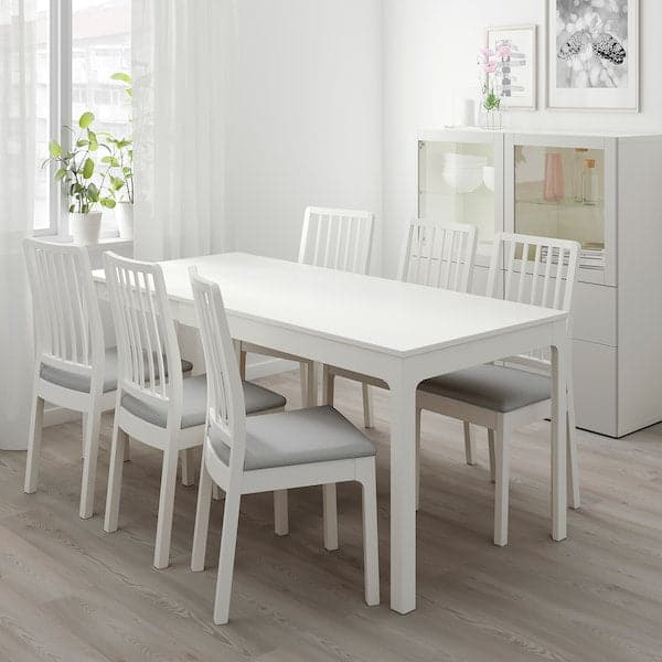 EKEDALEN Table and 4 chairs - white/Light grey orrsta 120/180 cm , 120/180 cm - best price from Maltashopper.com 79296857