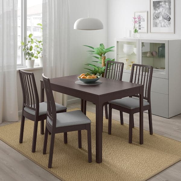 Ikea EKEDALEN Table and 4 chairs - dark brown/Light grey orrsta 120/180 cm , 120/180 cm