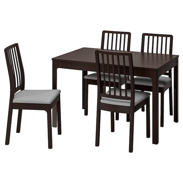 EKEDALEN Table and 4 chairs - dark brown/Light grey orrsta 120/180 cm