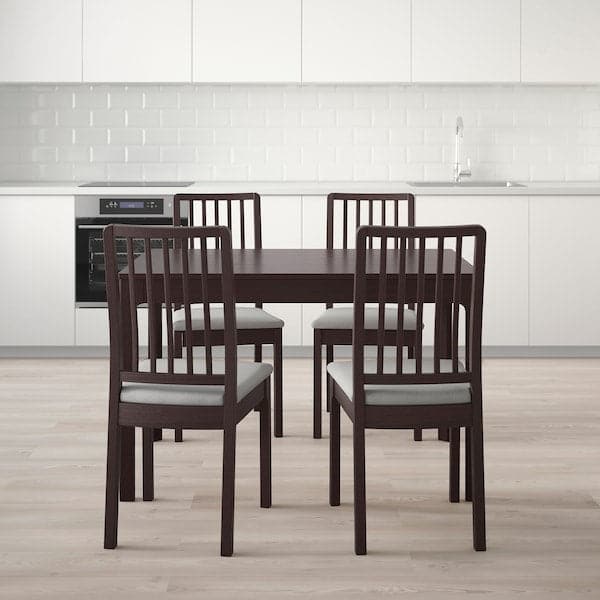 EKEDALEN Table and 4 chairs - dark brown/Light grey orrsta 120/180 cm ,  120/180 cm