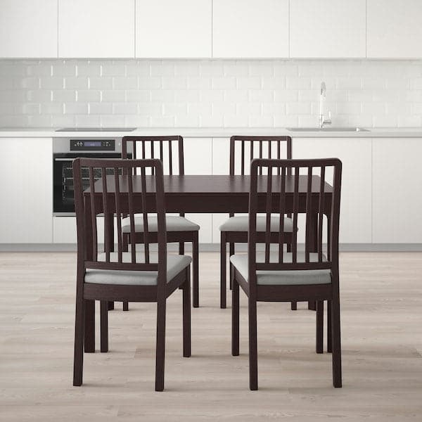 Ikea EKEDALEN Table and 4 chairs - dark brown/Light grey orrsta 120/180 cm , 120/180 cm