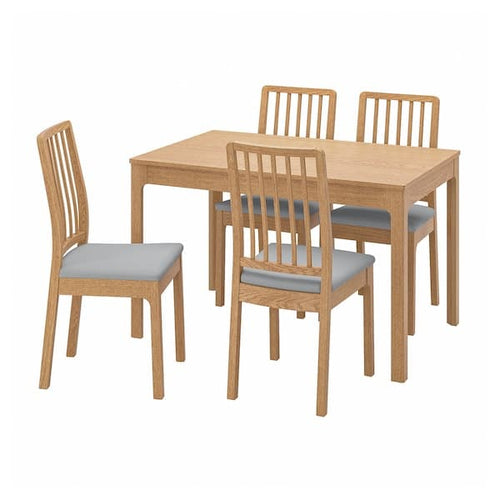 EKEDALEN / EKEDALEN Table and 4 chairs, oak effect oak / Orrsta light gray,120/180 cm